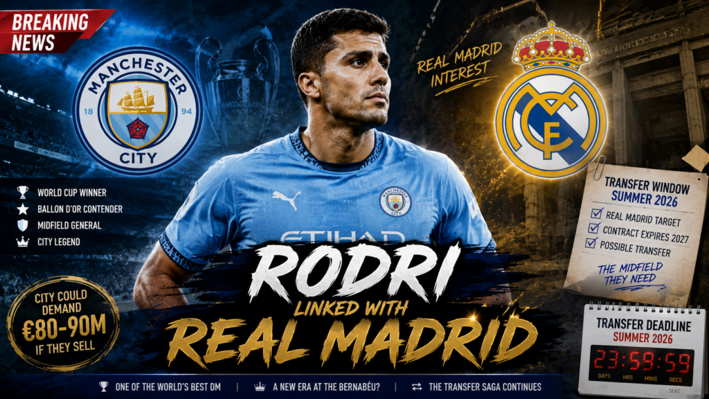 Rodri linked with a potential move to Real Madrid during the 2026 summer transfer window.