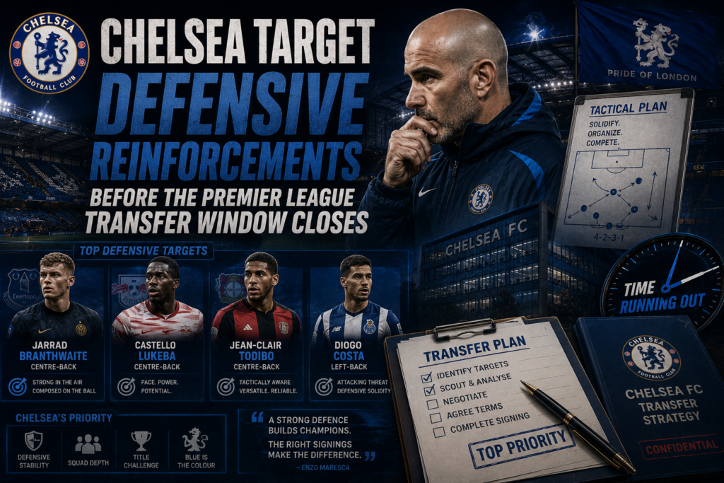 Chelsea target defensive reinforcements before the Premier League transfer window closes.